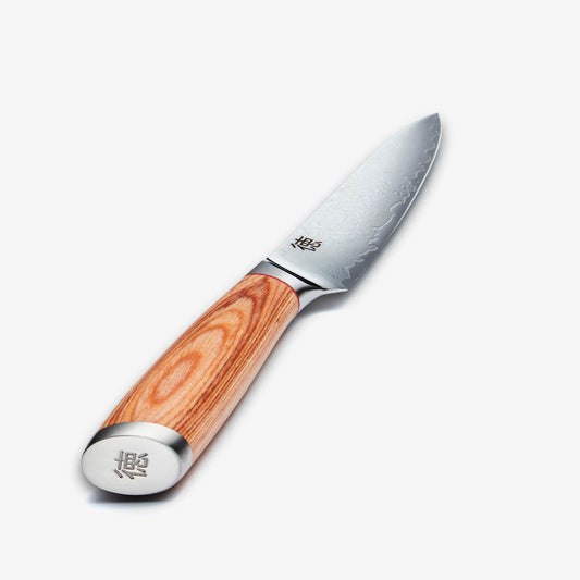 Haruta 5 Inch VG10 Japanese Damascus Steel Utility Knife with Wooden Handle & Scabbard