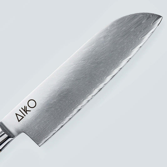 Aiko Blue Damascus Steel Knife with Coloured Blue Resin Handle