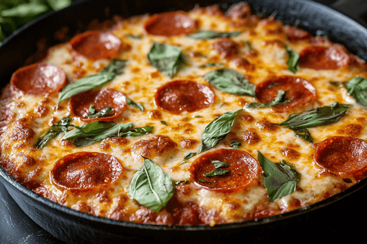Cheesy Crustless Skillet Pizza Bake