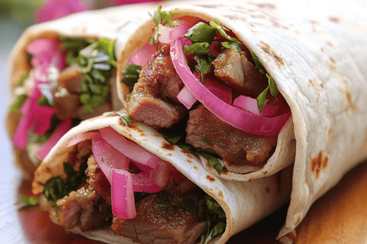 Spiced Leftover Lamb Wraps with Mint Yogurt and Pickled Onions