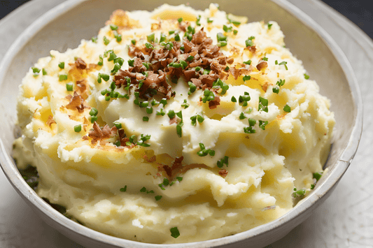 Creamy Loaded Mashed Potatoes with Cheddar, Bacon and Chives