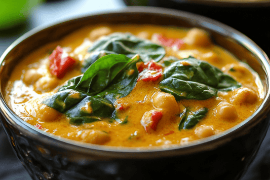 Creamy Vegetarian Chickpea and Spinach Curry with Coconut Milk