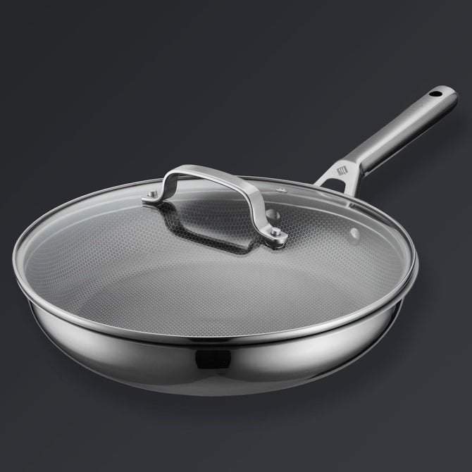 Hive Hybrid™ 8-Piece Pan & Lid Set (4 Frying Pans + 4 Matching Lids)