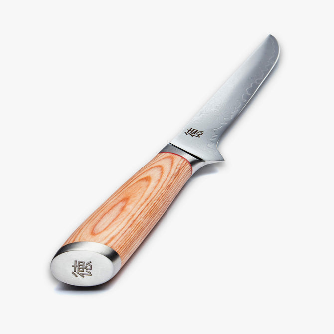 Haruta 6 Inch VG10 Japanese Damascus Steel Boning Knife with Wooden Handle & Scabbard