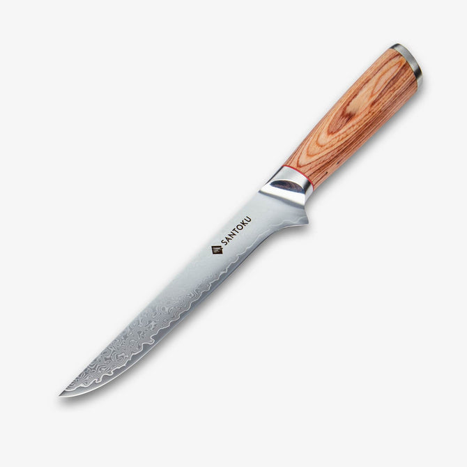 Haruta 6 Inch VG10 Japanese Damascus Steel Boning Knife with Wooden Handle & Scabbard