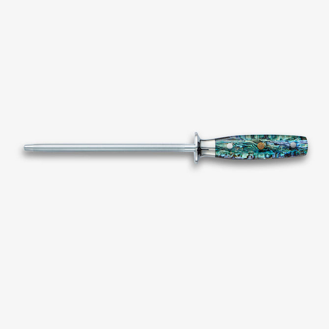 Chikashi Damascus Chef Knife & Steel Set With Abalone Handle